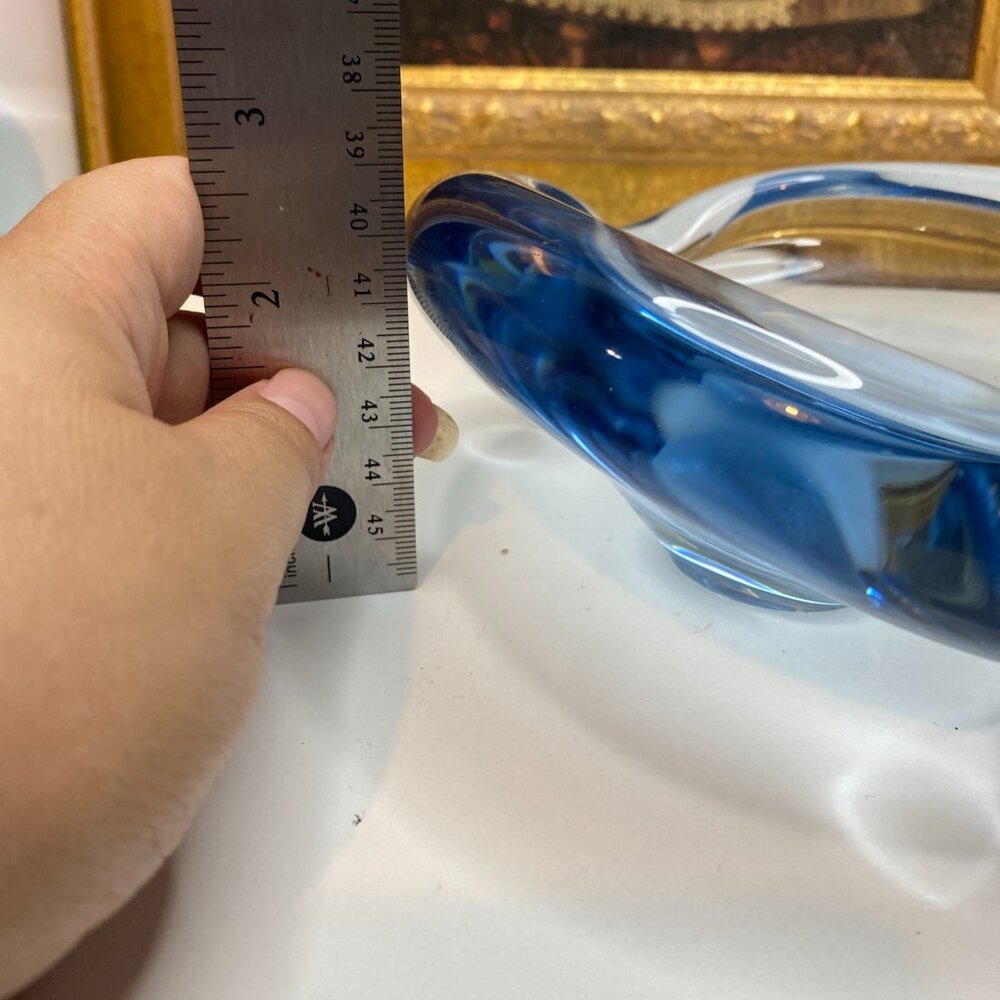 Vintage Holmegaard Per Lutken Light Blue Art Glass Dish Ashtray Signed & Number - Picture 15 of 15